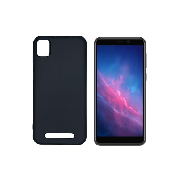 For Cloud Mobile Stratus C7 TPU 1-Piece Cover Cell Phone Case + Tempered Glass - Black