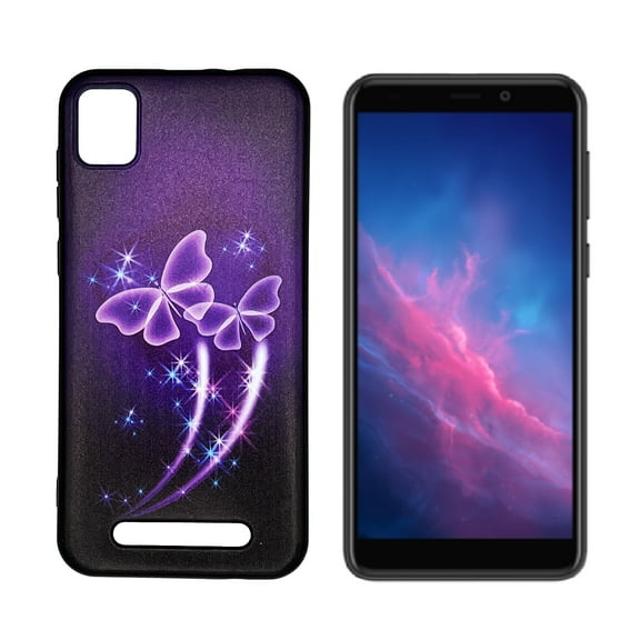 For Cloud Mobile Stratus C7 TPU 1-Piece Cover Phone Case - Purple Butterfly