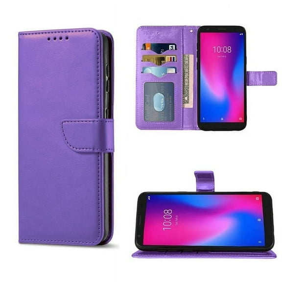 For Consumer Cellular IRIS Connect SH4650 Wallet Pouch Cover Phone Case - EM Purple