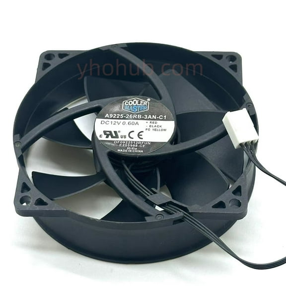 For Cooler Master A9225-26RB-3AN-C1 DC 12V 0.60A 95X95X25mm 3-Wire Server Cooling Fan