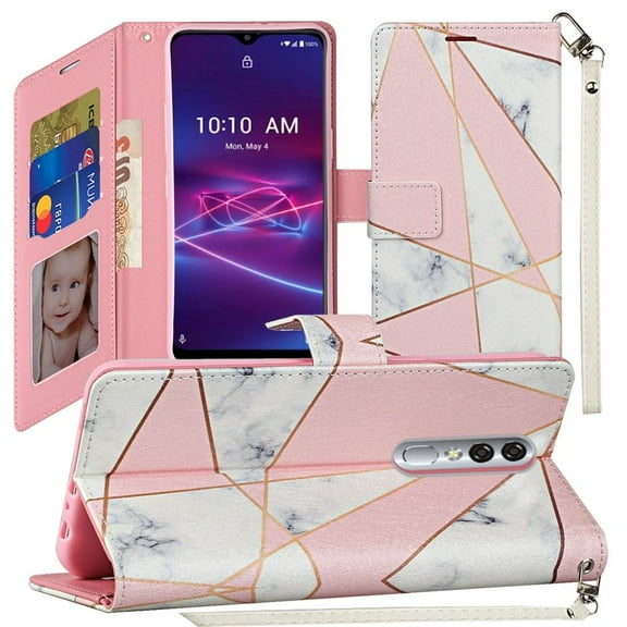 For Coolpad Legacy Brisa Vegan Design Wallet ID Card Case Cover - Marble