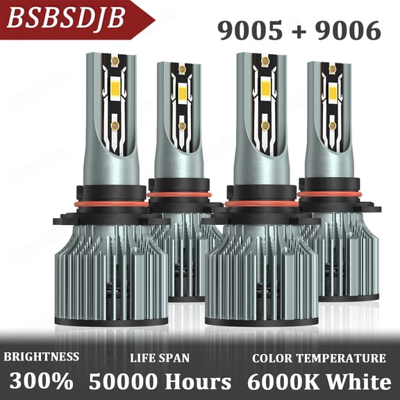 For Corvette C5 1997-2004 Combo 9005 + 9006 LED Headlight Bulbs 6000K White