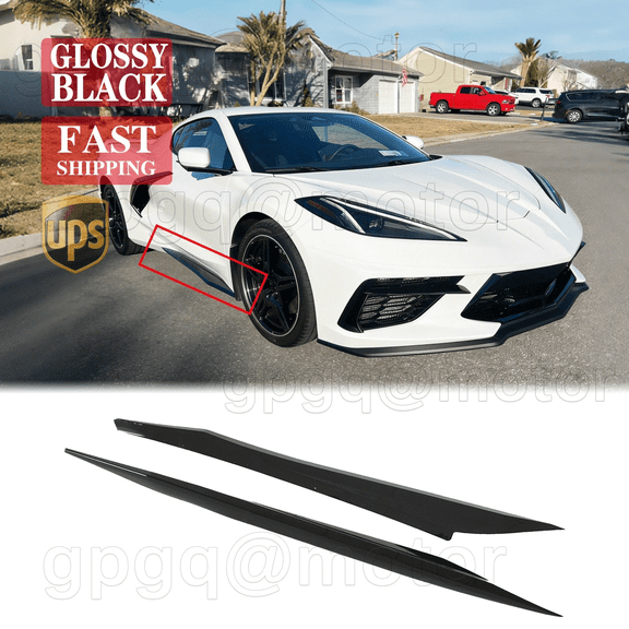 For Corvette C8 Z51 2020-2026 Z06 Style Add-On Gloss Black Side Skirts Extension