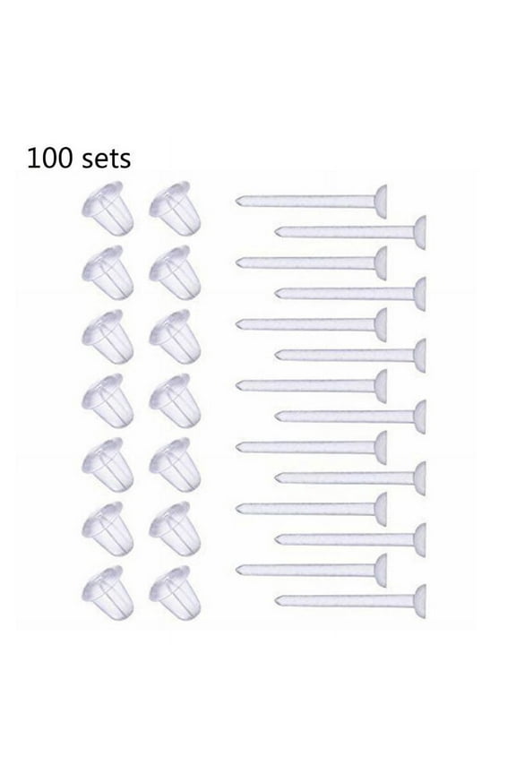 For Creative 100 Set Clear Earrings Plastic Post Earrings Silicone Earring Backs Ear Studs Piercing Retainers for Women