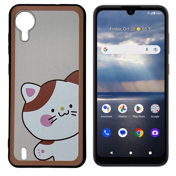For Cricket Debut S2 U380AC TPU 1-Piece Flexible Skin Cover Cell Phone Case - Cat