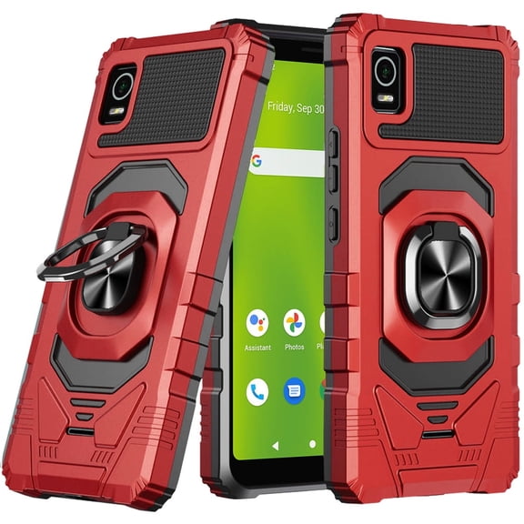 For Cricket Debut Smart 2022 Robotic Stand Cover Phone Case - Red