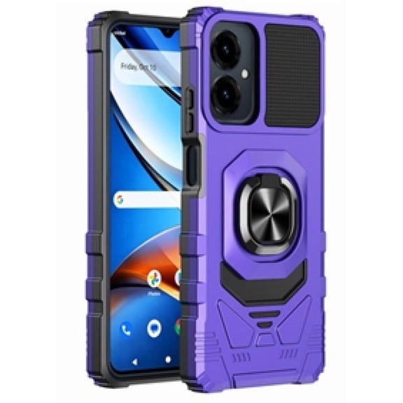 For Cricket Icon 2026 (Regular Version) Robotic Ring Kickstand Hybrid Cell Phone Cover Case - Purple