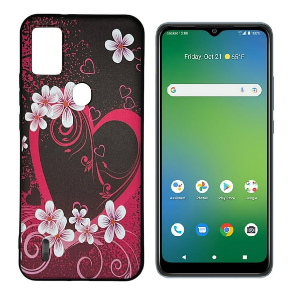 For Cricket Icon 5 TPU Flexible Skin Cover Cell Phone Case - Pink Heart