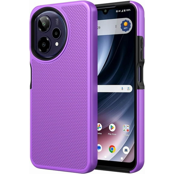 For Cricket Icon Plus 2026 SN333 Shockproof Hybrid Cell Phone Cover Case - Texturized Dotted Purple