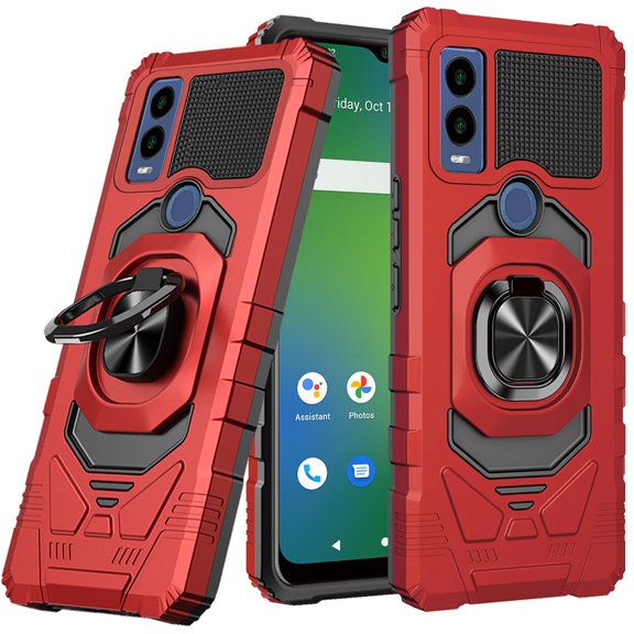 For Cricket Innovate E 5G Coosea SN304AE Robotic Kickstand Phone Case Cover - Red