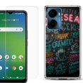 thumbnail image 1 of For Cricket Magic 2 5G Phone Case Cover, Shockproof Bumper Hybrid Case with Tempered Glass Screen Protector, by OneToughShield - Abstract Menu, 1 of 3