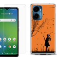 thumbnail image 1 of For Cricket Magic 2 5G Phone Case Cover, Shockproof Bumper Hybrid Case with Tempered Glass Screen Protector, by OneToughShield - Autumn Leaf, 1 of 3