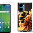 thumbnail image 1 of For Cricket Magic 2 5G Phone Case Cover, Shockproof Bumper Hybrid Case with Tempered Glass Screen Protector, by OneToughShield - Bee, 1 of 3