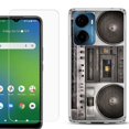 thumbnail image 1 of For Cricket Magic 2 5G Phone Case Cover, Shockproof Bumper Hybrid Case with Tempered Glass Screen Protector, by OneToughShield - Boombox, 1 of 3