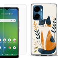 thumbnail image 1 of For Cricket Magic 2 5G Phone Case Cover, Shockproof Bumper Hybrid Case with Tempered Glass Screen Protector, by OneToughShield - Calm Cat, 1 of 3