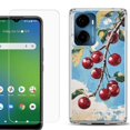 thumbnail image 1 of For Cricket Magic 2 5G Phone Case Cover, Shockproof Bumper Hybrid Case with Tempered Glass Screen Protector, by OneToughShield - Cherry Bliss, 1 of 3