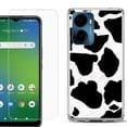 thumbnail image 1 of For Cricket Magic 2 5G Phone Case Cover, Shockproof Bumper Hybrid Case with Tempered Glass Screen Protector, by OneToughShield - Cow Skin Design, 1 of 3