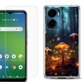 thumbnail image 1 of For Cricket Magic 2 5G Phone Case Cover, Shockproof Bumper Hybrid Case with Tempered Glass Screen Protector, by OneToughShield - Fireflies Mushroom, 1 of 3