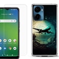 thumbnail image 1 of For Cricket Magic 2 5G Phone Case Cover, Shockproof Bumper Hybrid Case with Tempered Glass Screen Protector, by OneToughShield - Flight Tracker, 1 of 3