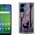 thumbnail image 1 of For Cricket Magic 2 5G Phone Case Cover, Shockproof Bumper Hybrid Case with Tempered Glass Screen Protector, by OneToughShield - Forest/Deer/Twilight, 1 of 3