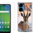thumbnail image 1 of For Cricket Magic 2 5G Phone Case Cover, Shockproof Bumper Hybrid Case with Tempered Glass Screen Protector, by OneToughShield - Gazelle, 1 of 3