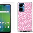 thumbnail image 1 of For Cricket Magic 2 5G Phone Case Cover, Shockproof Bumper Hybrid Case with Tempered Glass Screen Protector, by OneToughShield - Giraffe/Pink, 1 of 3