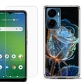 thumbnail image 1 of For Cricket Magic 2 5G Phone Case Cover, Shockproof Bumper Hybrid Case with Tempered Glass Screen Protector, by OneToughShield - Glowing Rose, 1 of 3