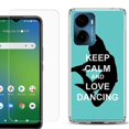 thumbnail image 1 of For Cricket Magic 2 5G Phone Case Cover, Shockproof Bumper Hybrid Case with Tempered Glass Screen Protector, by OneToughShield - Keep Calm / Dancing, 1 of 3