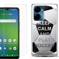 thumbnail image 1 of For Cricket Magic 2 5G Phone Case Cover, Shockproof Bumper Hybrid Case with Tempered Glass Screen Protector, by OneToughShield - Keep Calm Soccer, 1 of 3