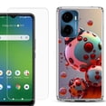 thumbnail image 1 of For Cricket Magic 2 5G Phone Case Cover, Shockproof Bumper Hybrid Case with Tempered Glass Screen Protector, by OneToughShield - Ladybug Robot, 1 of 3