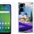 thumbnail image 1 of For Cricket Magic 2 5G Phone Case Cover, Shockproof Bumper Hybrid Case with Tempered Glass Screen Protector, by OneToughShield - Lavender Field, 1 of 3
