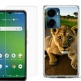 thumbnail image 1 of For Cricket Magic 2 5G Phone Case Cover, Shockproof Bumper Hybrid Case with Tempered Glass Screen Protector, by OneToughShield - Lion Cub, 1 of 3