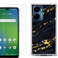 thumbnail image 1 of For Cricket Magic 2 5G Phone Case Cover, Shockproof Bumper Hybrid Case with Tempered Glass Screen Protector, by OneToughShield - Marble / Lava, 1 of 3