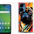 thumbnail image 1 of For Cricket Magic 2 5G Phone Case Cover, Shockproof Bumper Hybrid Case with Tempered Glass Screen Protector, by OneToughShield - Pug Art, 1 of 3