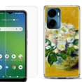thumbnail image 1 of For Cricket Magic 2 5G Phone Case Cover, Shockproof Bumper Hybrid Case with Tempered Glass Screen Protector, by OneToughShield - Roses, 1 of 3