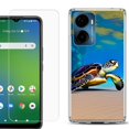 thumbnail image 1 of For Cricket Magic 2 5G Phone Case Cover, Shockproof Bumper Hybrid Case with Tempered Glass Screen Protector, by OneToughShield - Sea Turtle Beach, 1 of 3