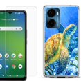 thumbnail image 1 of For Cricket Magic 2 5G Phone Case Cover, Shockproof Bumper Hybrid Case with Tempered Glass Screen Protector, by OneToughShield - Sea Turtle, 1 of 3