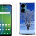 thumbnail image 1 of For Cricket Magic 2 5G Phone Case Cover, Shockproof Bumper Hybrid Case with Tempered Glass Screen Protector, by OneToughShield - Snowing Tree, 1 of 3