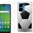 thumbnail image 1 of For Cricket Magic 2 5G Phone Case Cover, Shockproof Bumper Hybrid Case with Tempered Glass Screen Protector, by OneToughShield - Soccer, 1 of 3