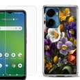 thumbnail image 1 of For Cricket Magic 2 5G Phone Case Cover, Shockproof Bumper Hybrid Case with Tempered Glass Screen Protector, by OneToughShield - Spring Flower, 1 of 3