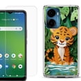 thumbnail image 1 of For Cricket Magic 2 5G Phone Case Cover, Shockproof Bumper Hybrid Case with Tempered Glass Screen Protector, by OneToughShield - Tiger Craft, 1 of 3