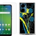 thumbnail image 1 of For Cricket Magic 2 5G Phone Case Cover, Shockproof Bumper Hybrid Case with Tempered Glass Screen Protector, by OneToughShield - Wild Flowers, 1 of 3