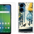 thumbnail image 1 of For Cricket Magic 2 5G Phone Case Cover, Shockproof Bumper Hybrid Case with Tempered Glass Screen Protector, by OneToughShield - Winter Birds, 1 of 3