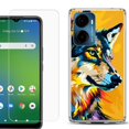 thumbnail image 1 of For Cricket Magic 2 5G Phone Case Cover, Shockproof Bumper Hybrid Case with Tempered Glass Screen Protector, by OneToughShield - Wolf Art, 1 of 3