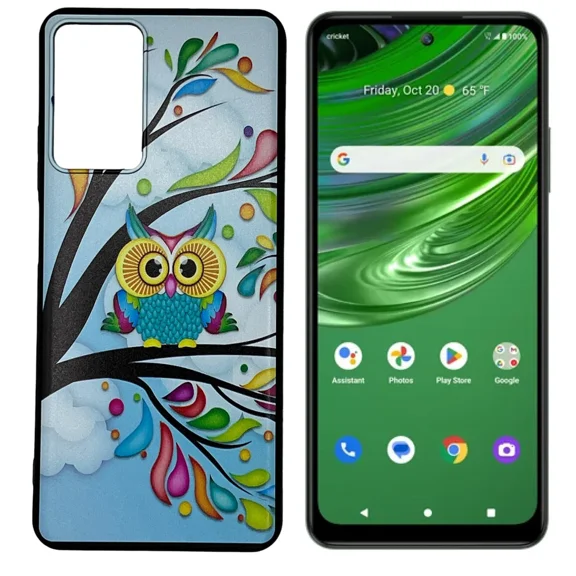 For Cricket Outlast U680AC TPU 1-Piece Flexible Skin Cover Cell Phone Case - Owl