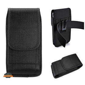 For Cricket Ovation 3 /Dream 5G /Innovate 5G /Ovation Pouch Case Universal Vertical Canvas with Belt Clip Loop Holster Military Grade Cell Phone Holder Cover - Black