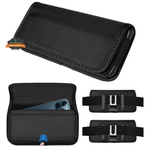 For Cricket Ovation 3 /Dream 5G /Innovate 5G /Ovation Pouch Holster Cell Phone Case Universal Horizontal Nylon with Clip /Loops Belt Holder Rugged Waist Carrying Cover - Black