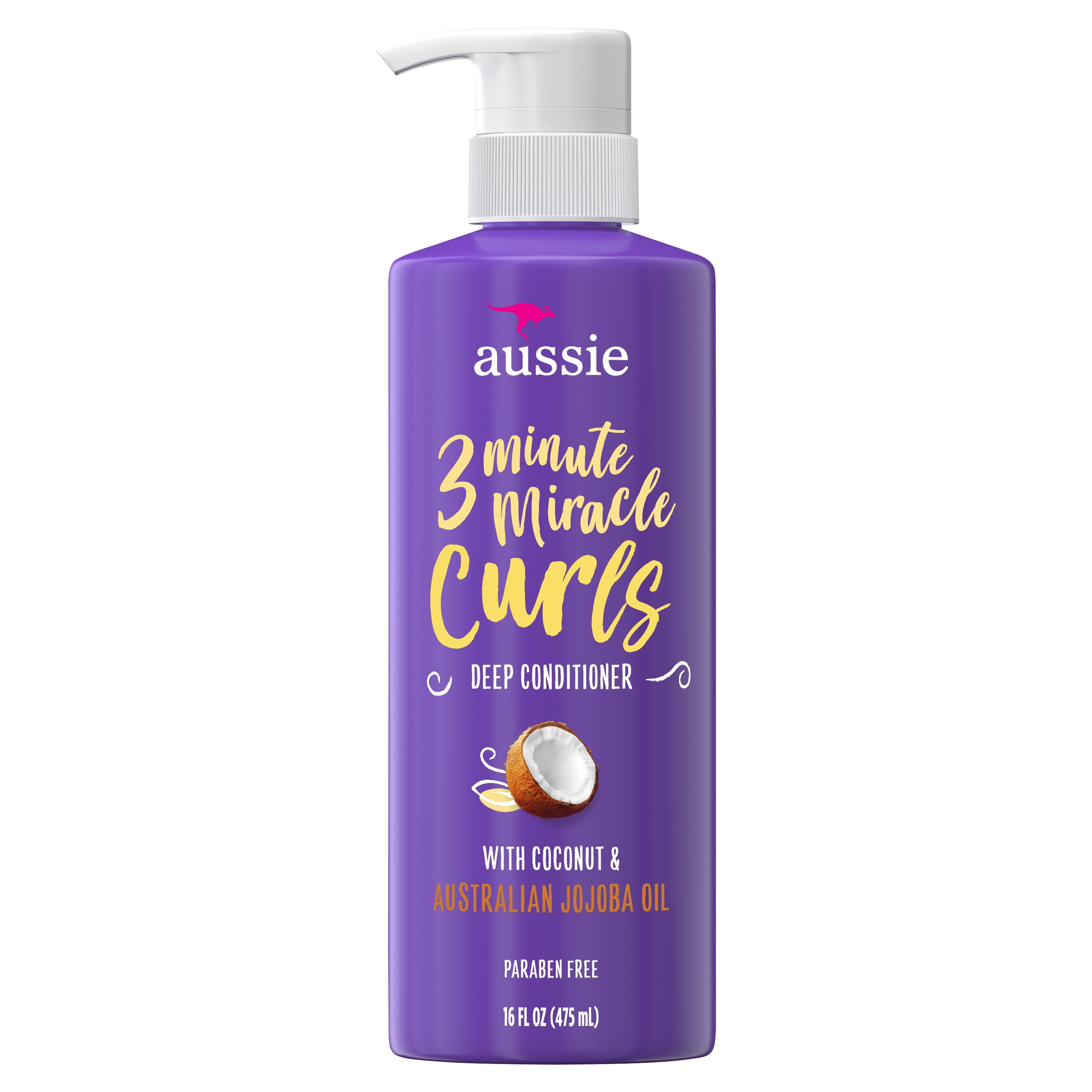 For Curly Hair – Aussie Paraben-Free Miracle Curls 3 Minute Miracle w/ Coconut, 16 fl oz Twin Pack