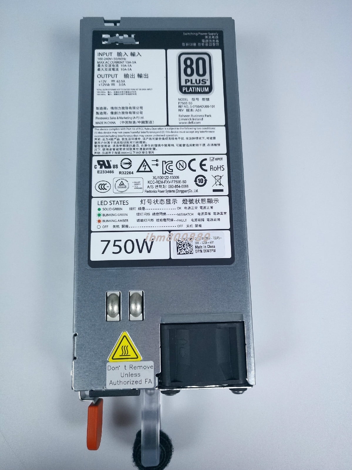 For DELL R720 R620 750W server power supply CWKMX 79RDR 5NF18 6W2PW ...