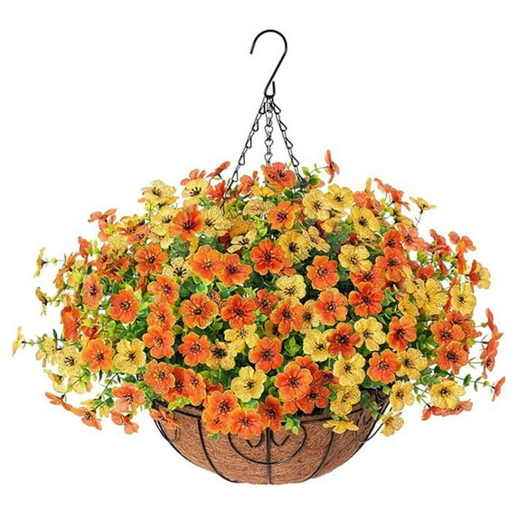 For DIY Chain Hanging Basket 10 Inch Artificial Violet Flower Arrangement Kit for Home Wedding Decor